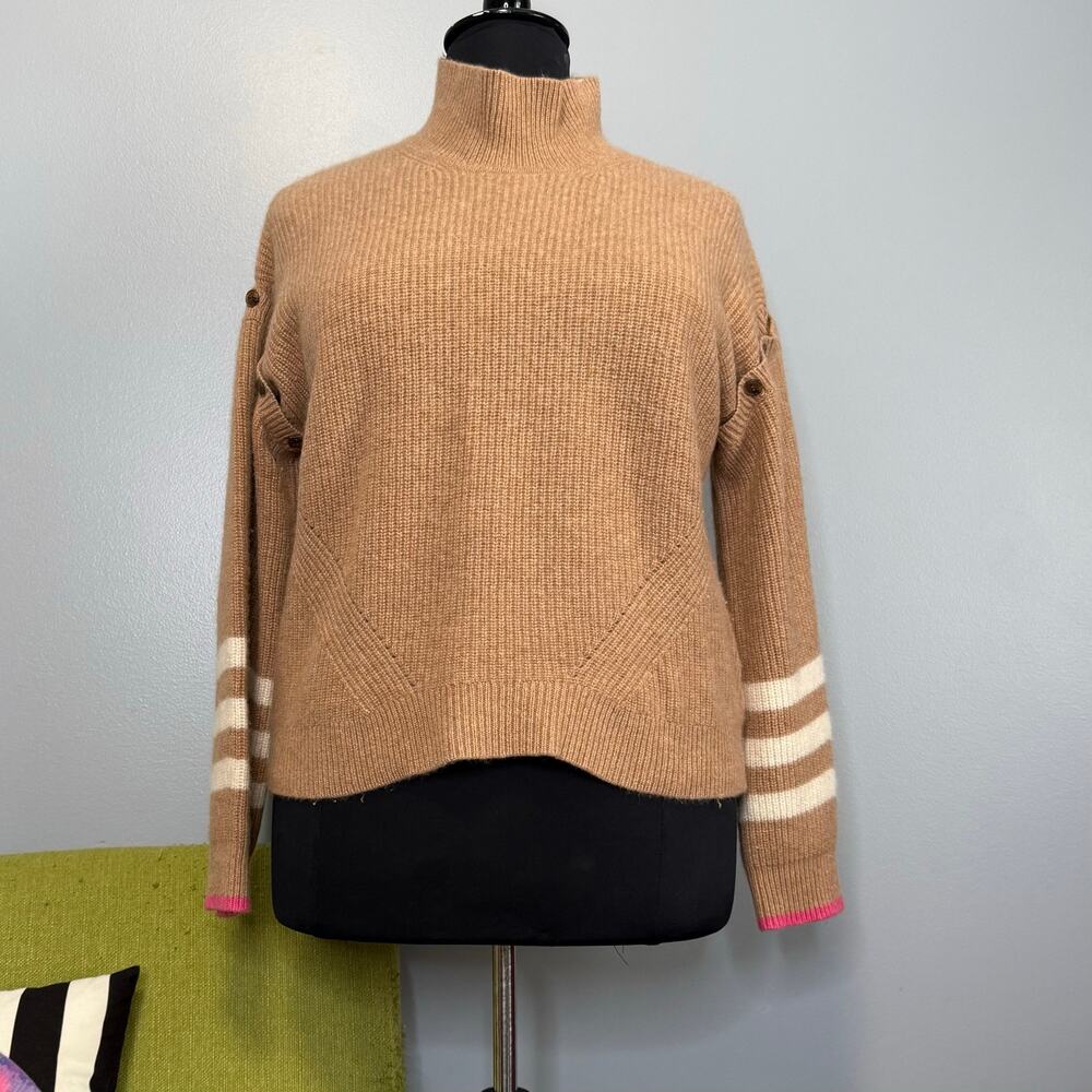 Maeve Anthropologie Tan 100% Cashmere Mock Neck Sweater XL
